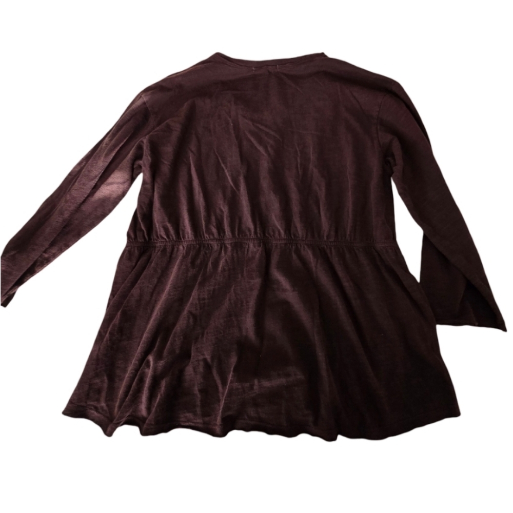 Mododoc Peplum Back Top Small Brown Soft Knit Minimalist Casual Swing Tee - Picture 4 of 10